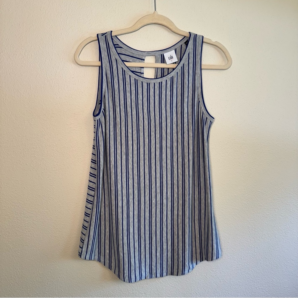 Cabi Ticker Tee Striped Blue and Gray Tank Top - Picture 11 of 16